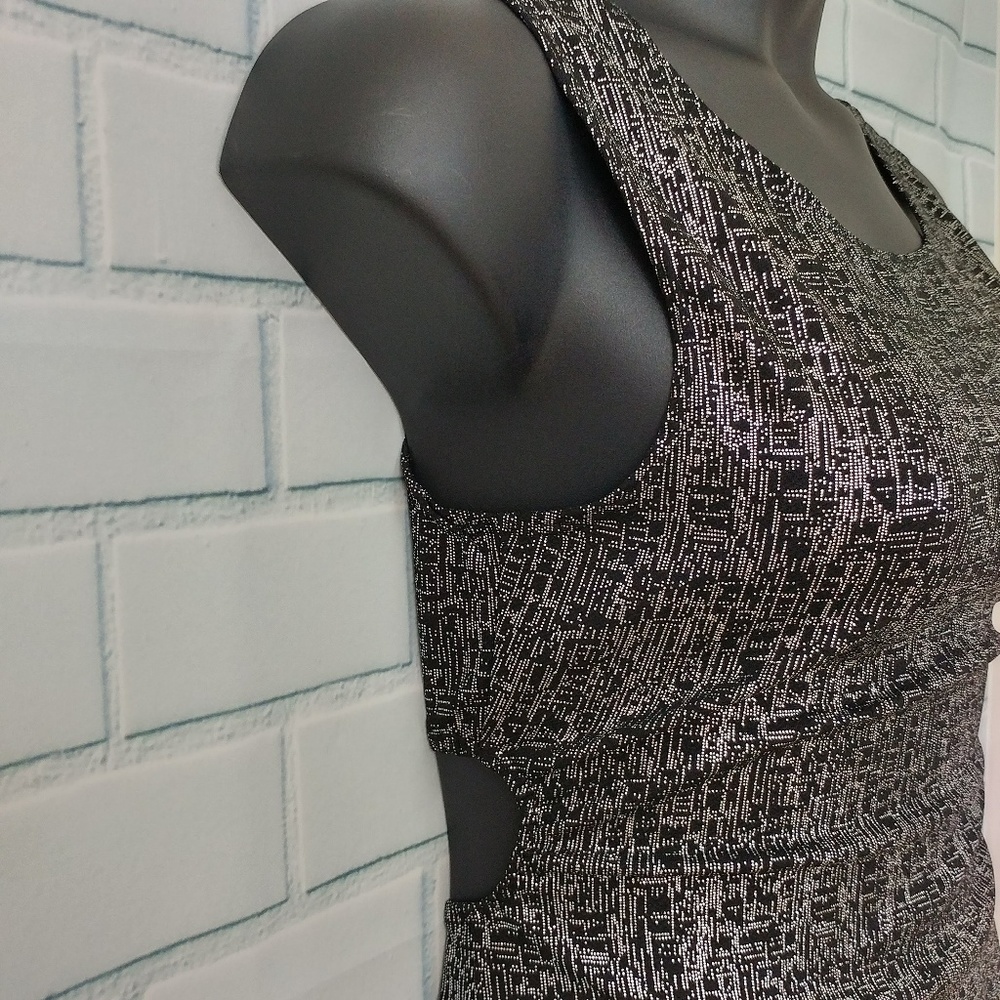 Out of Order Black & Silver Cutout Back Bodycon - Picture 3 of 6